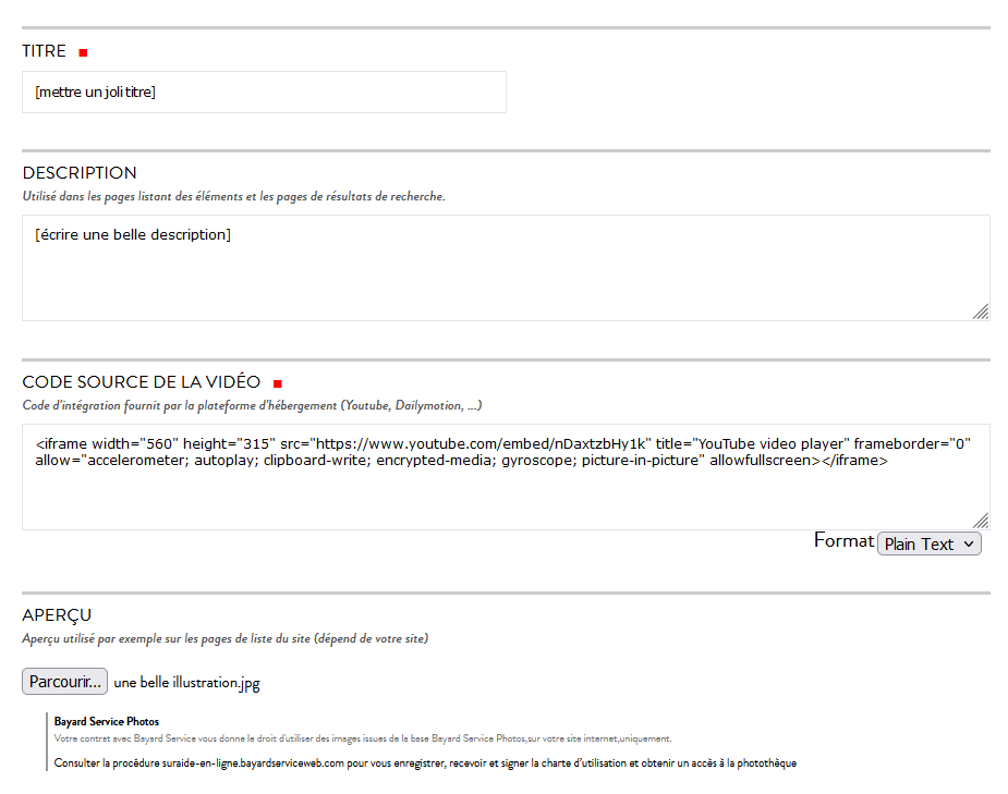 screenshot élément vidéo