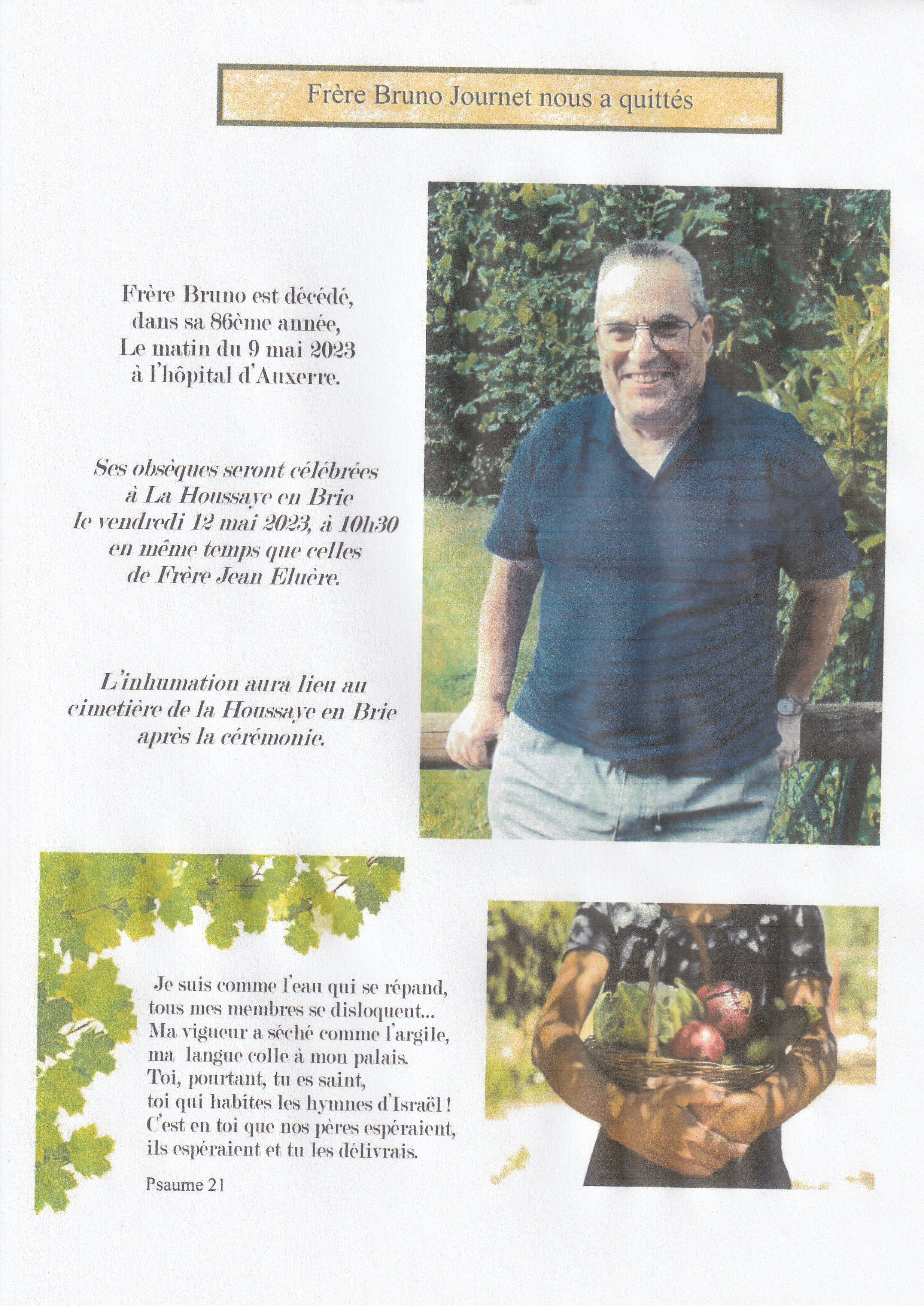 décès frère Bruno