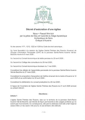 Décret d'exécration d'une église