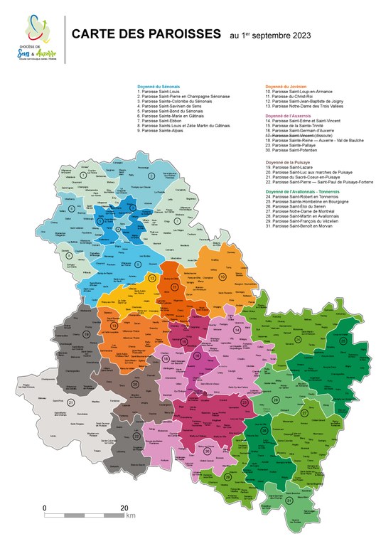 Nouvelle carte des paroisses, au 1er septembre 2023