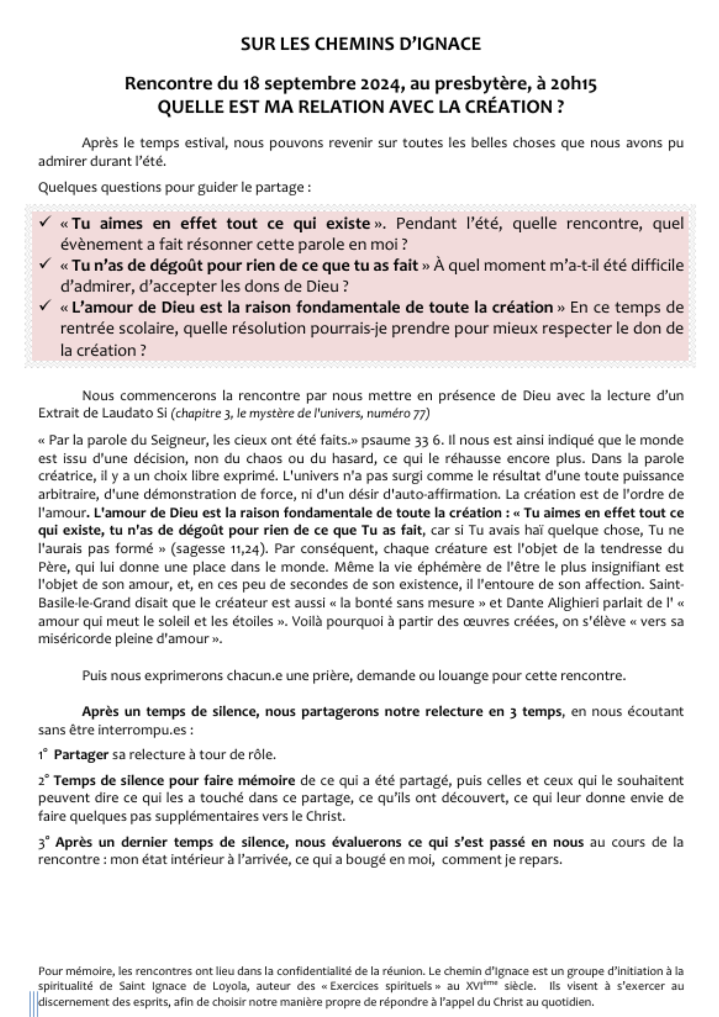 Chemins d'Ignace septembre 2024