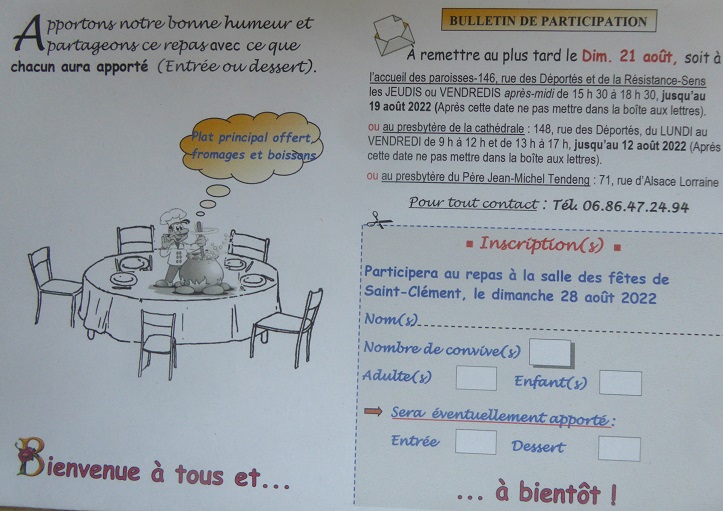 Invitation repas du 28 août 2